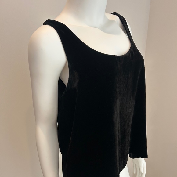 J Crew Black Velvet Lined Tank with Button Closure - L - Picture 2 of 10